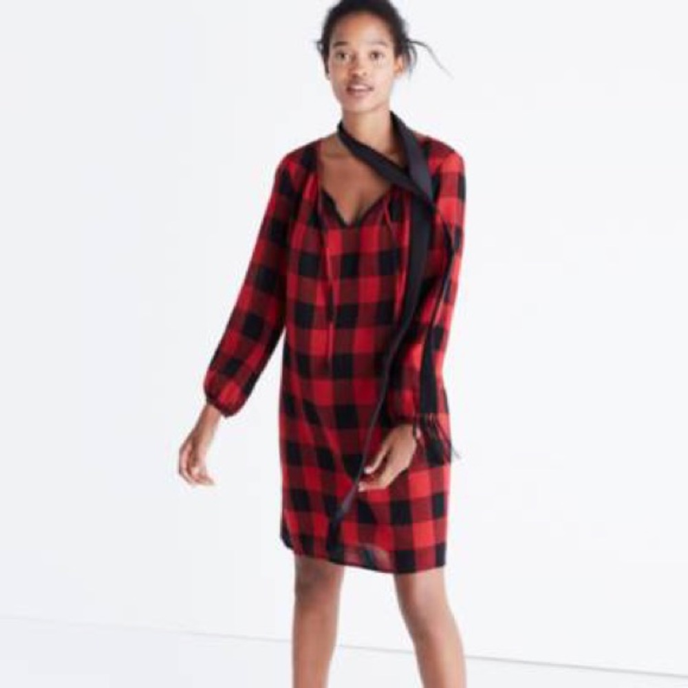 Madewell buffalo check wool dress
